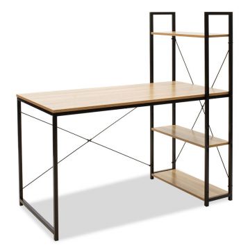 Birou Ramon cu biblioteca reversibile, Stejar - Negru, 122x64x120 cm - Stejar