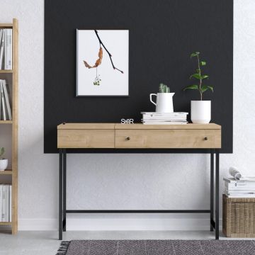 Birou Ren cu sertar, picioare metalice, Stejar, 100 x 74 x 45 cm - Stejar