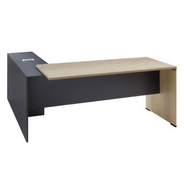 Birou reversibil Lotus, Negru - Stejar, 180x140x75 cm - Negru