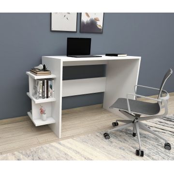 Birou Sky cu rafturi, Alb, 110 x 72 x 45 cm - Alb