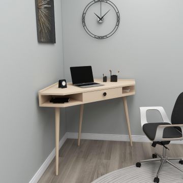 Birou Supra colt cu Sertar, 131 x 85 x 55 cm - Bej