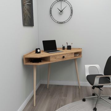 Birou Supra colt cu Sertar, 131 x 85 x 55 cm - Stejar