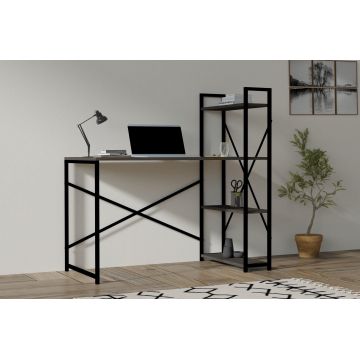 Birou Zernez cu biblioteca, cadru metalic,  120x60x75 cm - Gri