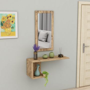 Bufet Hol cu Oglinda, 80 x 30 x 30 cm - Stejar