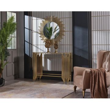 Bufet Lux Zen Mirror Chrome, 120 x 90 x 42 cm - Auriu