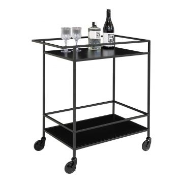 Cărucior servire, Natural - Negru, 40x79x68 cm - Negru