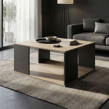 Masă de cafea cu design modern , Stil Sonoma-Antracit, Lemn și Metal, 90x90x45 cm - SONOMA - ATHRACITE