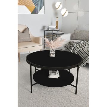 Masă de cafea Oslo Mirosa, pin antic, negru, fume-alb, 75x75x45 cm - Negru
