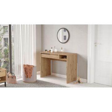 Masa de machiaj On18 Locelso, nuc - alb, 100x44.5x75 cm - Nuc