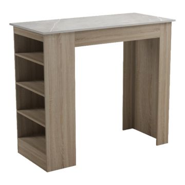 Masă de sufragerie de bar Riff, Aspect, Negru - Sonoma, 120x55x105 cm - Sonoma