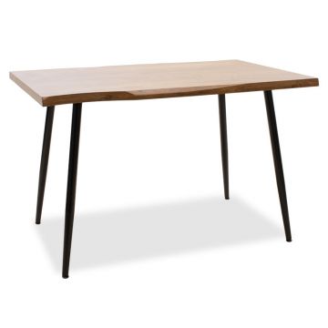 Masa de sufragerie neve MDF nuc - picioare metalice, negre, 120x80x75 cm - Nuc