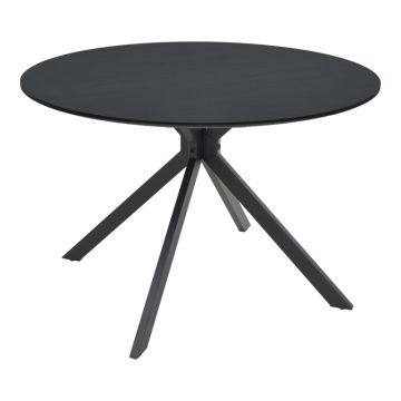 Masă de sufragerie Xuson, Metal, Negru, D120x75 cm - Negru
