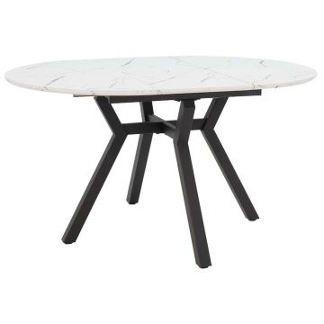 Masa extensibila Frances, Sonoma-negru, 100-140x100x75 cm - Alb