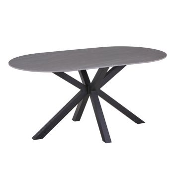 Masa Makrey ceramica marmura gri metal, negru, 160x90x75 cm - Gri