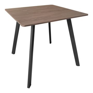 Masa patrata Squaro, picioare metal alb, Nuc - Stejar, 80x80x75 cm - Nuc