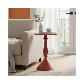 Măsuță de colț cu design metalic Lalou, Metal, Terracotta, 40x55 cm - Multicolor