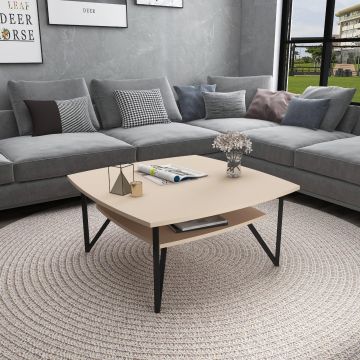Masuta de cafea Asens Sufragerie cadru Metalic, 90 x 42 x 90 cm - Bej