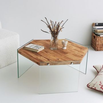 Masuta de cafea Hexagon S304, Stejar, 70x35x80 cm - Stejar