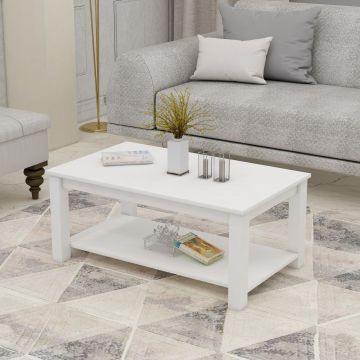 Masuta De Cafea Lux Refik cu Picioarele Compozit 90 X 45 X 50 Cm - Alb