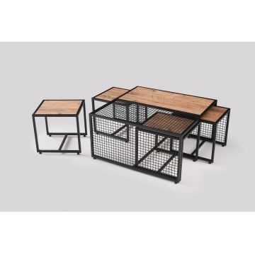 Masuta de cafea Matruşka 9686, Negru, 90x45x90 cm - Negru