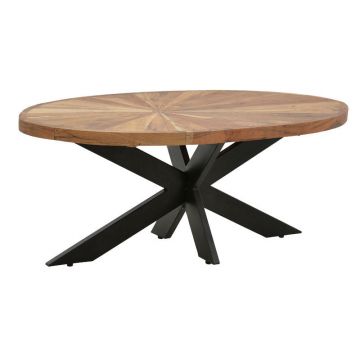 Masuta de cafea ovala Fardy lemn masiv de acacia, nuc - negru, 120x60x45 cm - Natur