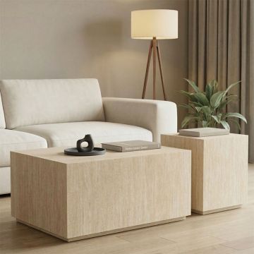 Masuta de cafea Sandu, Aspect travertin, Travertin - Travertin