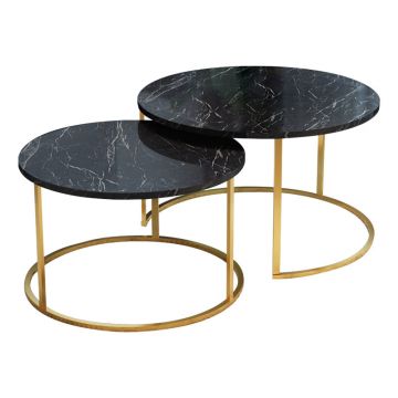 Set 2 masute de cafea Solme, Negru, 75x75x45 cm - Negru