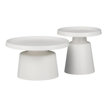 Set 2 mese de cafea Ginoze, Metal, 70x70x40 cm - Alb