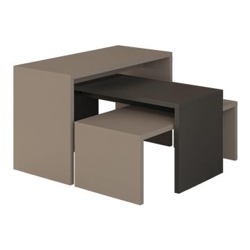 Set 3 masute Kantar, Antracit-Maro, 65x30x39 cm - Bej