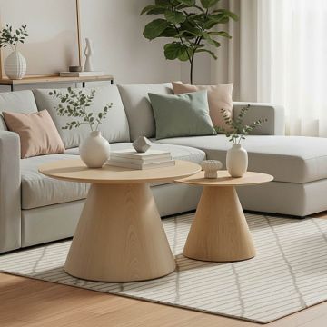 Set de 2 Mese de Cafea, Donda, Stil Sonoma, versatile, 80x80x45 cm - Stejar