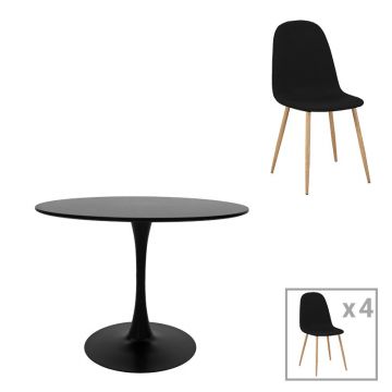 Set de sufragerie 5 piese cu functie Bella-Balou, Negru Negru, D100x73 cm - Negru