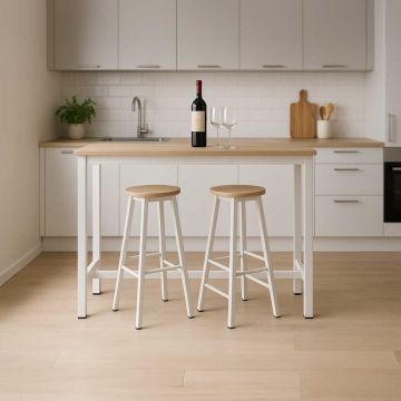 Set de sufragerie, bar Marle, Alb - Negru, 120x40x100 cm - Alb