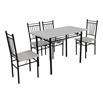 Set de sufragerie cu masă și 4 scaune Roza, și metal, Stejar, 120x65x75 cm - Stejar