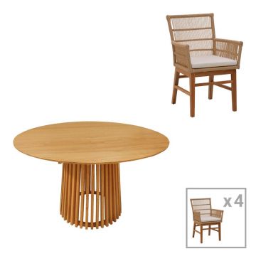 Set de sufragerie Inca-Kenda 5 piese, Natural, D120x75 cm - Natur