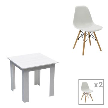 Set masa si scaune 3 piese Manka-Julita, Alb, 80x80x77 cm - Alb