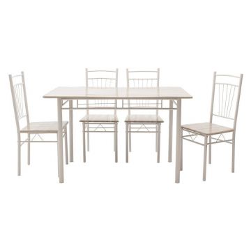 Set masa si scaune Roza, 5 piese, Nuc - Alb - Sonoma - Gri, 120x70x75 cm - Gri