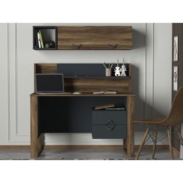 Birou Bumerang, Nuc - Antracit, 120x60x114 cm - Nuc - Antracit