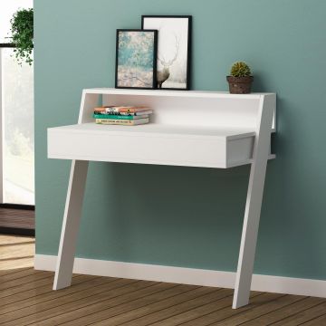 Birou Cowork cu sertar, Alb, 94 x 91 x 50 cm - Alb