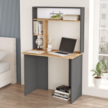 Birou cu Biblioteca Sanaber, 90 x 149 x 52 cm - Gri