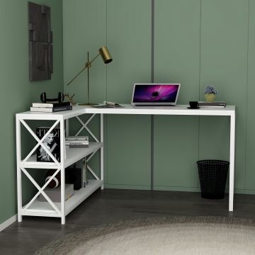 Birou Flexy L, Diverse culori, 150x120x75 cm - Alb
