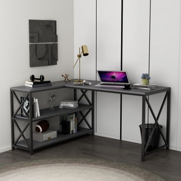Birou Flexy L, Diverse culori, 150x120x75 cm - Antracit - Negru