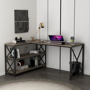 Birou Flexy L, Diverse culori, 150x120x75 cm - Maro - Negru