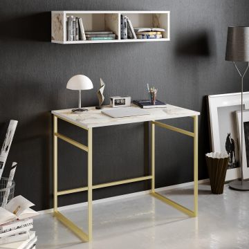 Birou Gama, Diverse culori, 90x60x75 cm - Alb - Auriu