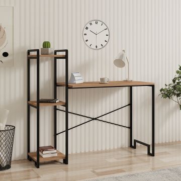 Birou Home, Pin atlantic - Negru, Ø16x120 cm - Natural - Negru