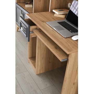 Birou Irmak 70229, Stejar - Antracit, 90x60x167 cm - Stejar - Antracit
