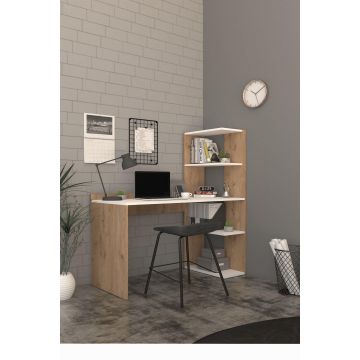 Birou Ladin cu biblioteca, Stejar, 120x52x74 cm - Stejar