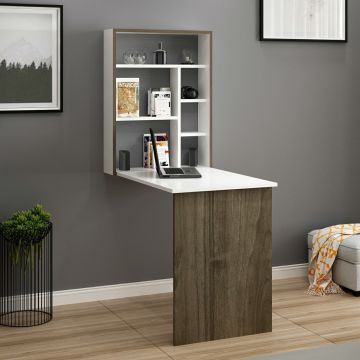 Birou Magicbox, Alb - Stejar, 77x58x75 cm - Alb - Stejar