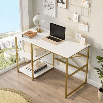 Birou Omega cu 2 rafturi, 120 x 75 x 60 cm - Alb