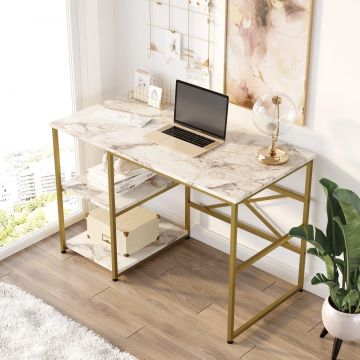 Birou Omega cu 2 rafturi, 120 x 75 x 60 cm - Crem
