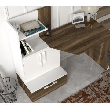 Birou Padora, Alb - Nuc, 70x60x74 cm - Alb - Nuc